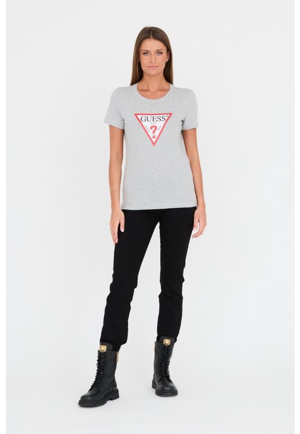 Guess - GUESS Szary t-shirt Original Tee. Kolor: szary. Materiał: bawełna