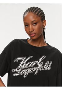 Karl Lagerfeld - KARL LAGERFELD T-Shirt 240W1712 Czarny Regular Fit. Typ kołnierza: dekolt w karo. Kolor: czarny. Materiał: bawełna #3