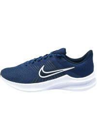 Buty do biegania męskie Nike Downshifter 11. Zapięcie: sznurówki. Kolor: niebieski. Materiał: tkanina, syntetyk, materiał. Szerokość cholewki: normalna. Model: Nike Downshifter
