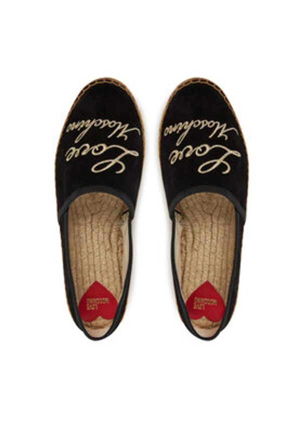 Love Moschino - LOVE MOSCHINO Espadryle JA10272G0MIG0000 Czarny. Kolor: czarny. Materiał: skóra, zamsz