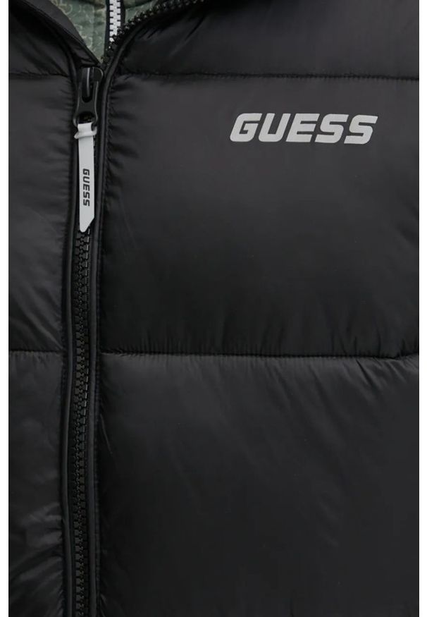 Guess - GUESS Czarna kurtka męska Arlo Padded Jacket. Kolor: czarny. Materiał: poliester, poliamid, syntetyk