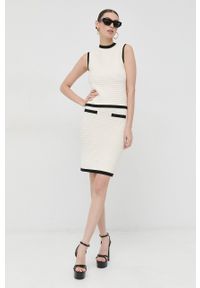 Marciano Guess spódnica kolor beżowy mini ołówkowa. Kolor: beżowy. Materiał: dzianina #4