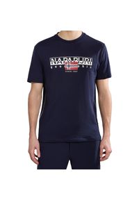 Koszulka męska Napapijri S-Aylmer. Kolor: niebieski. Sport: turystyka piesza #1