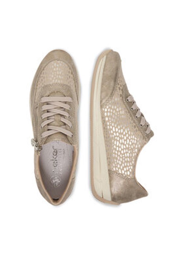 Rieker Sneakersy N1112-60 Beżowy. Kolor: beżowy. Materiał: materiał