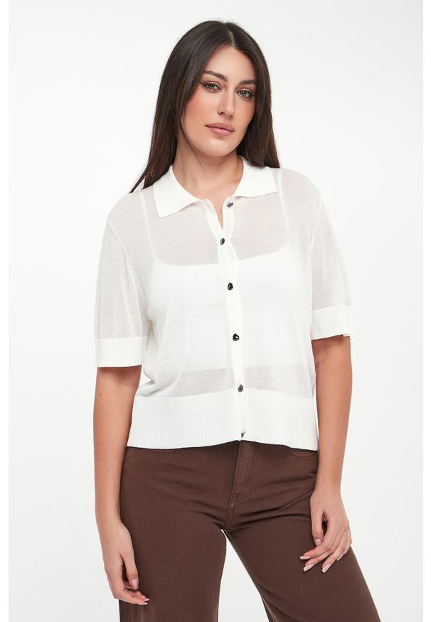 Armani Exchange - Kardigan damski z kołnierzem polo ARMANI EXCHANGE. Typ kołnierza: polo