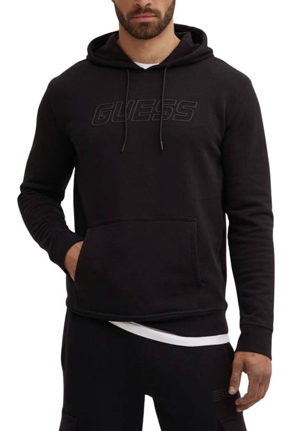 Guess - GUESS Czarna męska bluza z kapturem Aldwin, Rozmiar XXL. Typ kołnierza: kaptur. Kolor: czarny