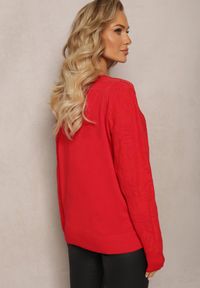 Renee - Czerwony Sweter w Tłoczony Ornamentalny Wzór Neston. Kolor: czerwony. Styl: klasyczny #5