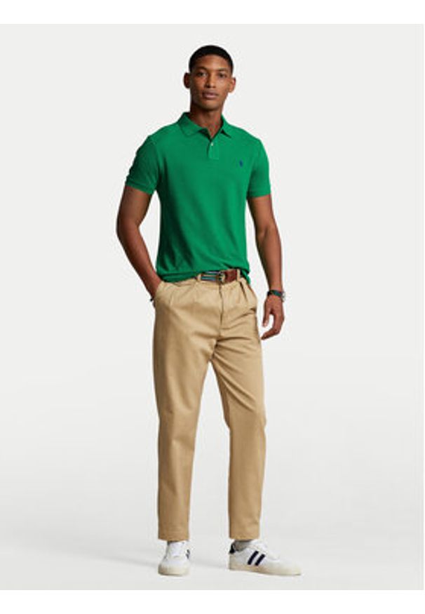 Polo Ralph Lauren Polo 710782592017 Zielony Custom Slim Fit. Typ kołnierza: polo. Kolor: zielony. Materiał: bawełna