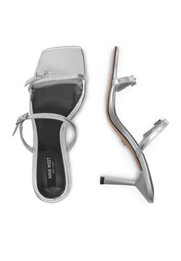 Nine West Klapki ZL23005-1CC Srebrny. Kolor: srebrny. Materiał: skóra