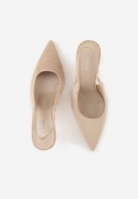 Renee - Ciemnobeżowe Sandały z Imitacji Zamszu na Szpilce z Odkrytą Piętą Adrasiphaeia. Kolor: beżowy. Materiał: zamsz. Obcas: na szpilce #6