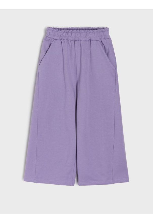 Sinsay - Spodnie dresowe wide leg - fioletowy. Kolor: fioletowy. Materiał: dresówka
