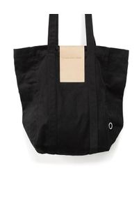 ANIA KUCZYŃSKA - Bawełniana torba Hong Kong z beżową skórą juchtową. Kolor: czarny. Materiał: skóra, bawełna