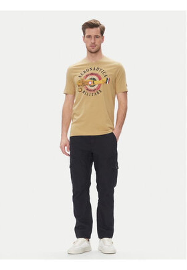Aeronautica Militare T-Shirt 251TS2414J641 Beżowy Regular Fit. Kolor: beżowy. Materiał: bawełna