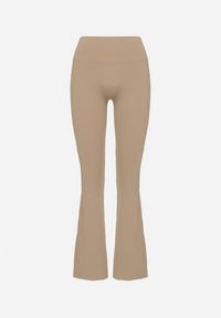 Born2be - Beżowe Legginsy Typu Dzwony z Wysokim Stanem Orralise. Stan: podwyższony. Kolor: beżowy. Materiał: tkanina. Styl: klasyczny #5