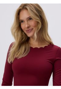 Reserved - Krótki longsleeve - burgundowy. Kolor: czerwony. Materiał: dzianina. Długość rękawa: długi rękaw. Długość: krótkie #1