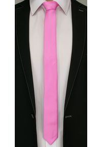 Jednokolorowy Krawat Męski, Śledź - 5 cm - Angelo di Monti, Różowy. Kolor: różowy