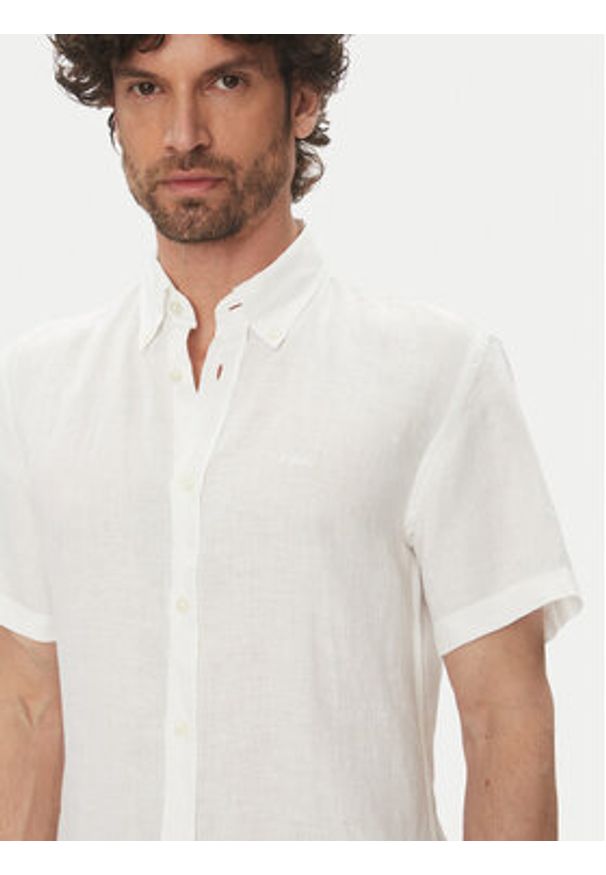 BOSS Koszula H-Roan 50539352 Biały Slim Fit. Kolor: biały. Materiał: len
