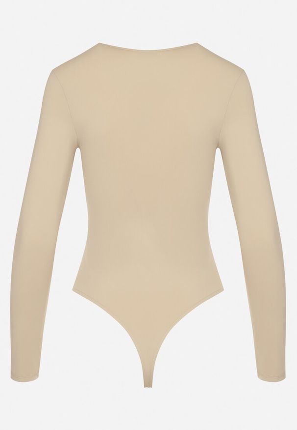Born2be - Jasnobeżowe Body w Klasycznym Stylu Ralfia. Okazja: na co dzień. Kolor: beżowy. Materiał: jeans. Styl: klasyczny