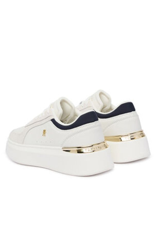 TOMMY HILFIGER - Tommy Hilfiger Sneakersy Th Satin Platform Sneaker FW0FW09307 Écru. Kolor: kremowy. Materiał: skóra. Obcas: na platformie