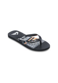 Quiksilver - Klapki plażowe JAVA ART Czarny Mężczyźni. Okazja: na plażę. Kolor: brązowy, zielony, wielokolorowy. Materiał: guma. Styl: sportowy