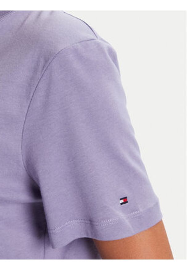 TOMMY HILFIGER - Tommy Hilfiger T-Shirt WW0WW40276 Fioletowy Regular Fit. Kolor: fioletowy. Materiał: bawełna