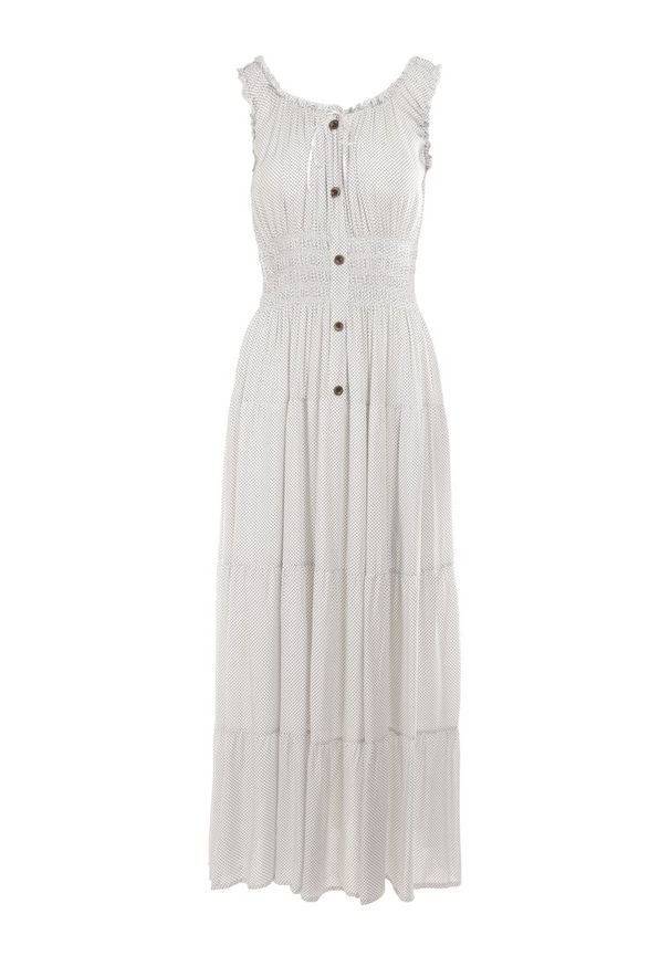 Born2be - Biała Sukienka Abill. Kolor: biały. Długość rękawa: bez rękawów. Sezon: lato. Styl: wakacyjny, boho. Długość: maxi