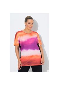 ULLA POPKEN - Damskie Bluzka funkcyjna wstawki z siateczki okrągły dekolt rękaw 1/2. Kolekcja: plus size. Kolor: różowy, pomarańczowy, wielokolorowy. Materiał: poliester, elastan, materiał #1