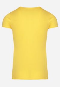 Born2be - Żółty Klasyczny T-shirt z Bawełny Fodena. Okazja: na co dzień. Kolor: żółty. Materiał: bawełna. Styl: klasyczny #3