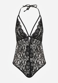 Renee - Czarne Body Halter z Koronki z Odkrytymi Plecami i Wiązaniem na Plecach Malitea. Kolor: czarny. Materiał: koronka. Wzór: koronka #4
