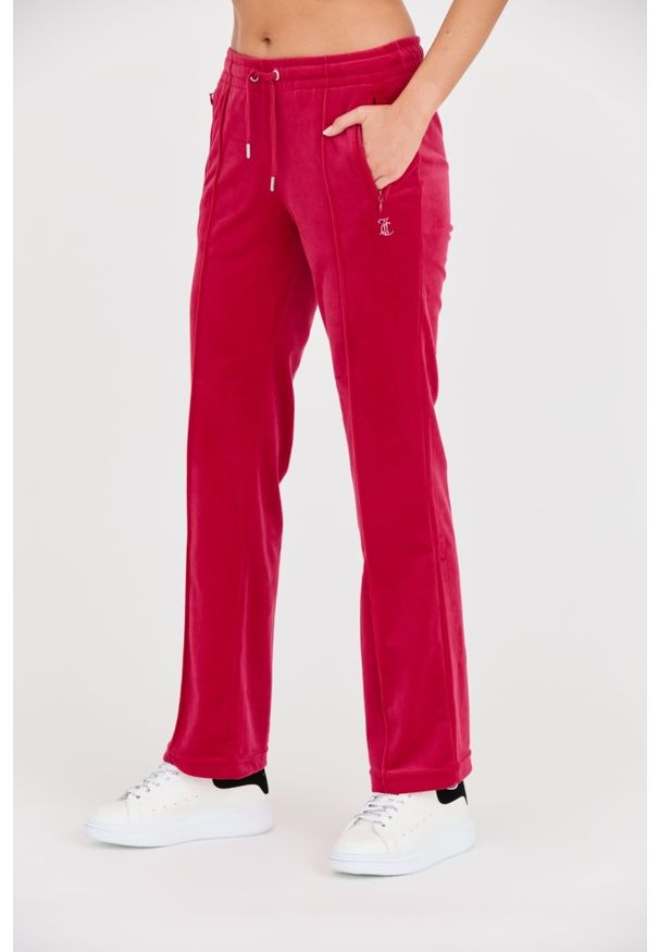 Juicy Couture - JUICY COUTURE Różowe spodnie dresowe Tina Track Pants. Kolor: różowy. Materiał: dresówka
