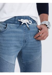 Ombre Clothing - Spodnie męskie joggery jeansowe z przeszyciami - niebieskie V2 OM-PADJ-0113 - XXL. Kolor: niebieski. Materiał: jeans #3