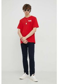 Levi's® - Levi's t-shirt bawełniany kolor czerwony z nadrukiem. Okazja: na spotkanie biznesowe. Kolor: czerwony. Materiał: bawełna. Wzór: nadruk. Styl: biznesowy #4