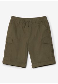 bonprix - Bermudy bojówki z gumką w talii, z czystej bawełny, regular fit. Kolor: zielony. Materiał: bawełna #1