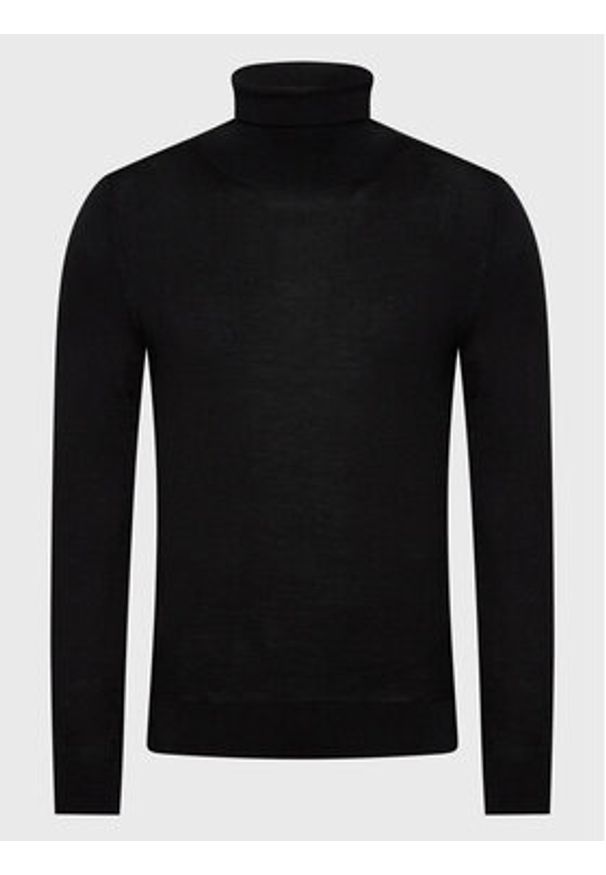 Calvin Klein Golf Superior K10K110420 Czarny Slim Fit. Typ kołnierza: golf. Kolor: czarny. Materiał: wełna