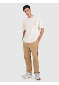 4f - 4F T-shirt oversize z nadrukiem męski - biały XL. Kolor: biały. Materiał: skóra, materiał. Wzór: nadruk