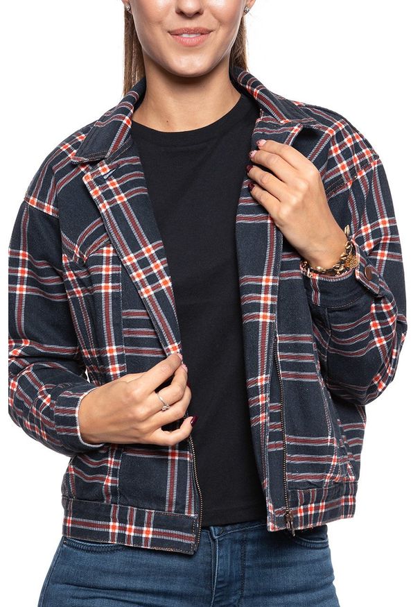 Wrangler - DAMSKA KURTKA JEANSOWA WRANGLER 80´S JACKET INDIGO CHECK W404WZ89M 112128697. Materiał: jeans