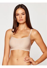 Chantelle Biustonosz top Soft Stretch C16A20 Beżowy. Kolor: beżowy. Materiał: syntetyk