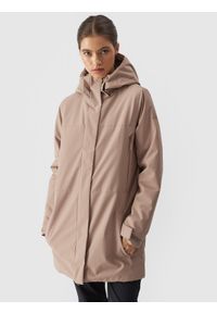 4f - 4F Parka przejściowa membrana 8000 damska - brązowa XL. Okazja: na co dzień. Kolor: brązowy. Materiał: materiał, syntetyk, dzianina, tkanina, poliester. Długość: do kolan. Sezon: zima. Styl: sportowy, casual #2