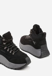 Renee - Czarne Sneakersy Śniegowce Vices na Platformie w Sportowym Stylu Nelsella. Okazja: na co dzień, na spacer. Kolor: czarny. Materiał: jeans. Szerokość cholewki: normalna. Obcas: na platformie. Sport: turystyka piesza #3