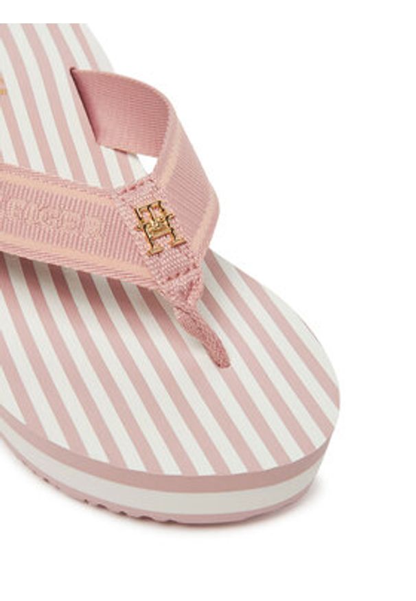 TOMMY HILFIGER - Tommy Hilfiger Japonki Th Stripes Wedge Beach Sandal FW0FW08521 Różowy. Kolor: różowy. Materiał: materiał