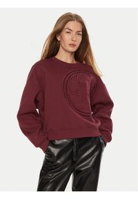 Guess Bluza W4BQ07 K9Z21 Bordowy Regular Fit. Kolor: czerwony. Materiał: syntetyk, bawełna