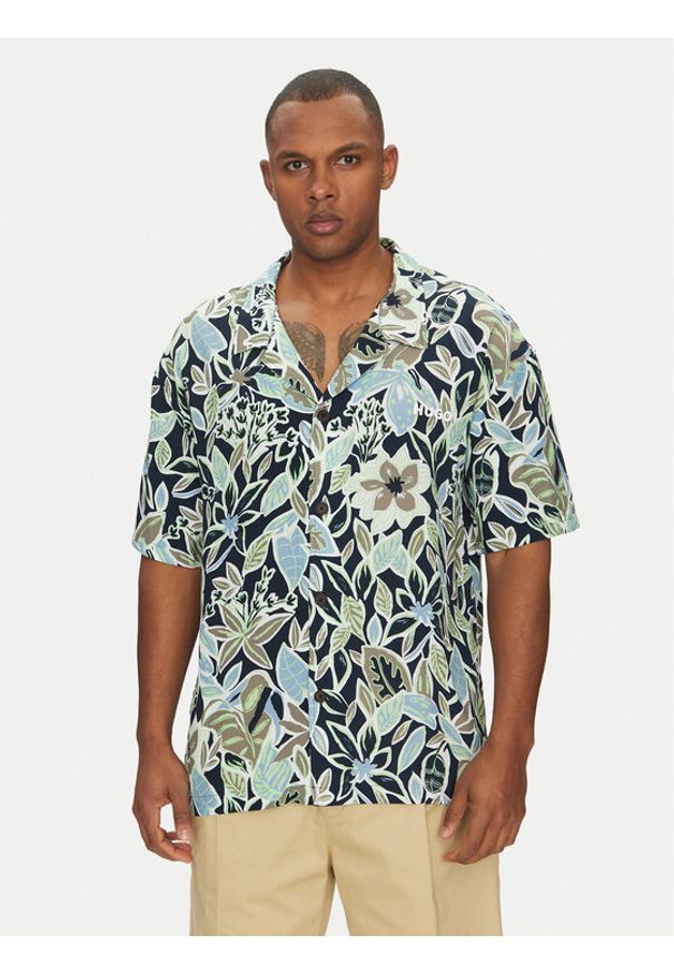 Hugo - HUGO Koszula Beach 50540065 Granatowy Regular Fit. Kolor: niebieski. Materiał: wiskoza