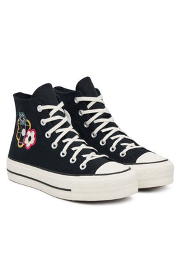 Converse Trampki Chuck Taylor All Star Lift Platform Floral Patchwork A15534C Czarny. Kolor: czarny. Materiał: materiał. Obcas: na platformie