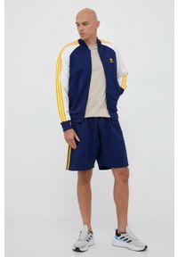 adidas Originals bluza męska kolor niebieski z aplikacją. Kolor: niebieski. Materiał: materiał. Długość rękawa: raglanowy rękaw. Wzór: aplikacja #2