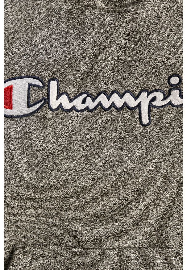 Champion - Bluza bawełniana. Okazja: na co dzień. Kolor: szary. Materiał: bawełna. Długość rękawa: długi rękaw. Długość: długie. Wzór: aplikacja. Styl: casual
