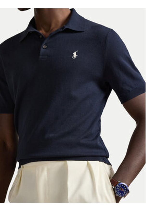 Polo Ralph Lauren Polo 710980682001 Granatowy Regular Fit. Typ kołnierza: polo. Kolor: niebieski. Materiał: bawełna