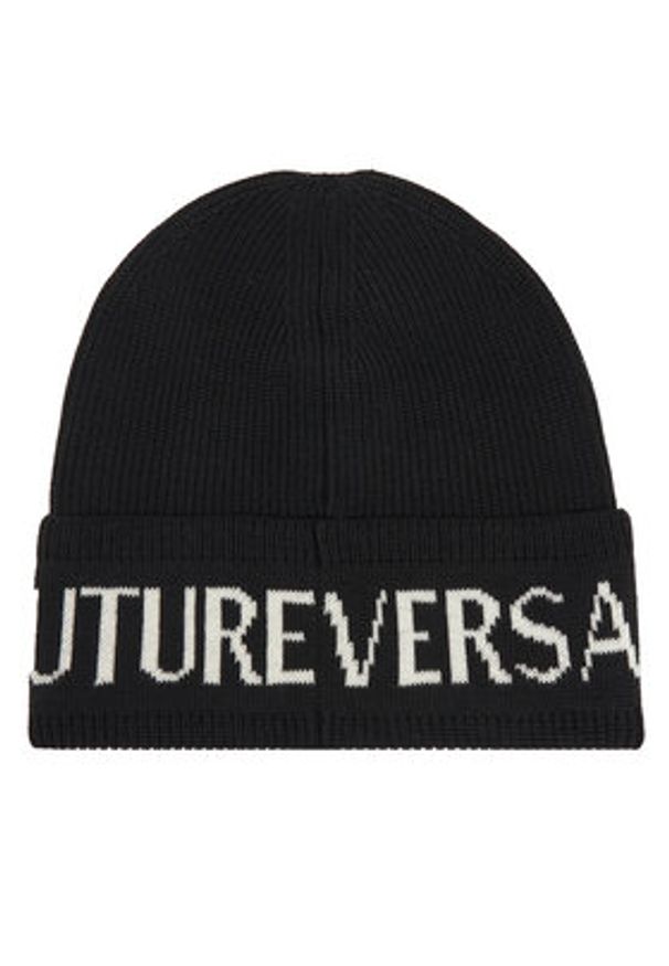 Versace Jeans Couture Czapka Big Beanie 79YAZK40 Czarny. Kolor: czarny. Materiał: wełna