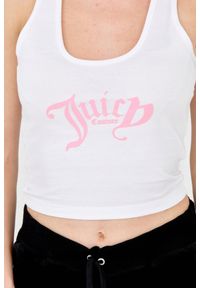 Juicy Couture - JUICY COUTURE Biały tank top Chrishell. Kolor: biały. Materiał: bawełna