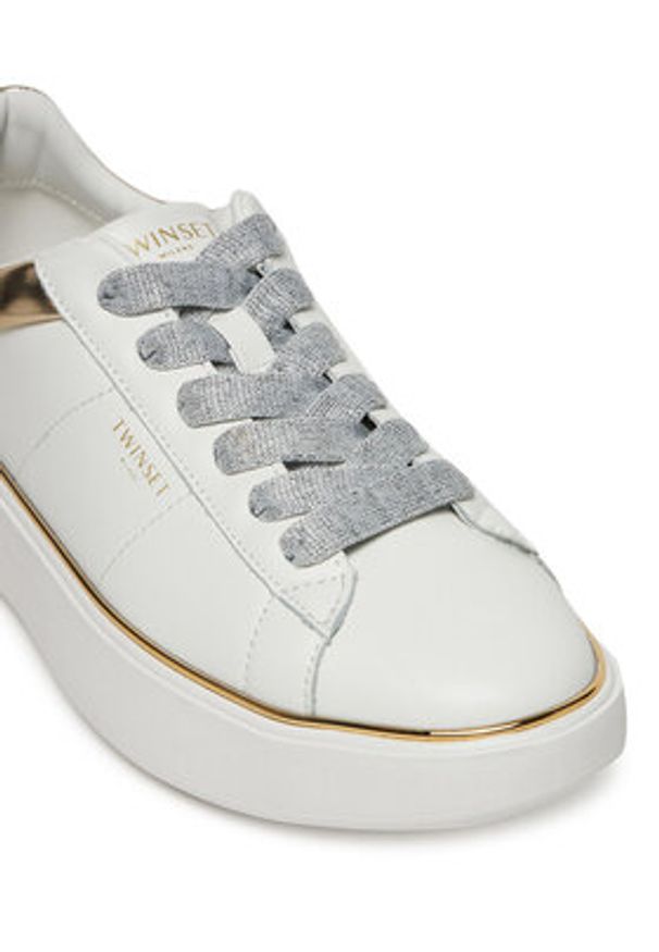 TwinSet - TWINSET Sneakersy 251TCP042 Biały. Kolor: biały. Materiał: skóra