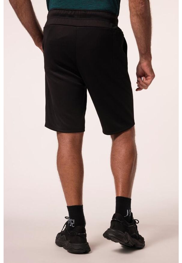 JAY-PI - Męskie Bermudy fitness oddychający materiał kieszeń na smartfon do 7XL. Kolekcja: plus size. Kolor: czarny. Materiał: poliester, materiał, elastan
